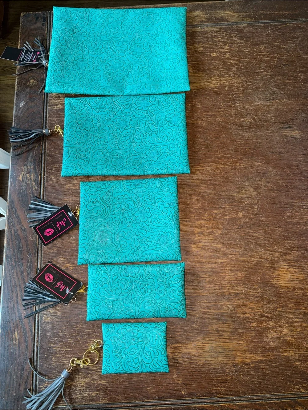 NWT set - 5 Turquoise Dream Makeup Junkie Bags micro, mini, small, medium, large